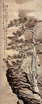 Chino Painting - Pin Shitao en el acantilado 1707 China tradicional